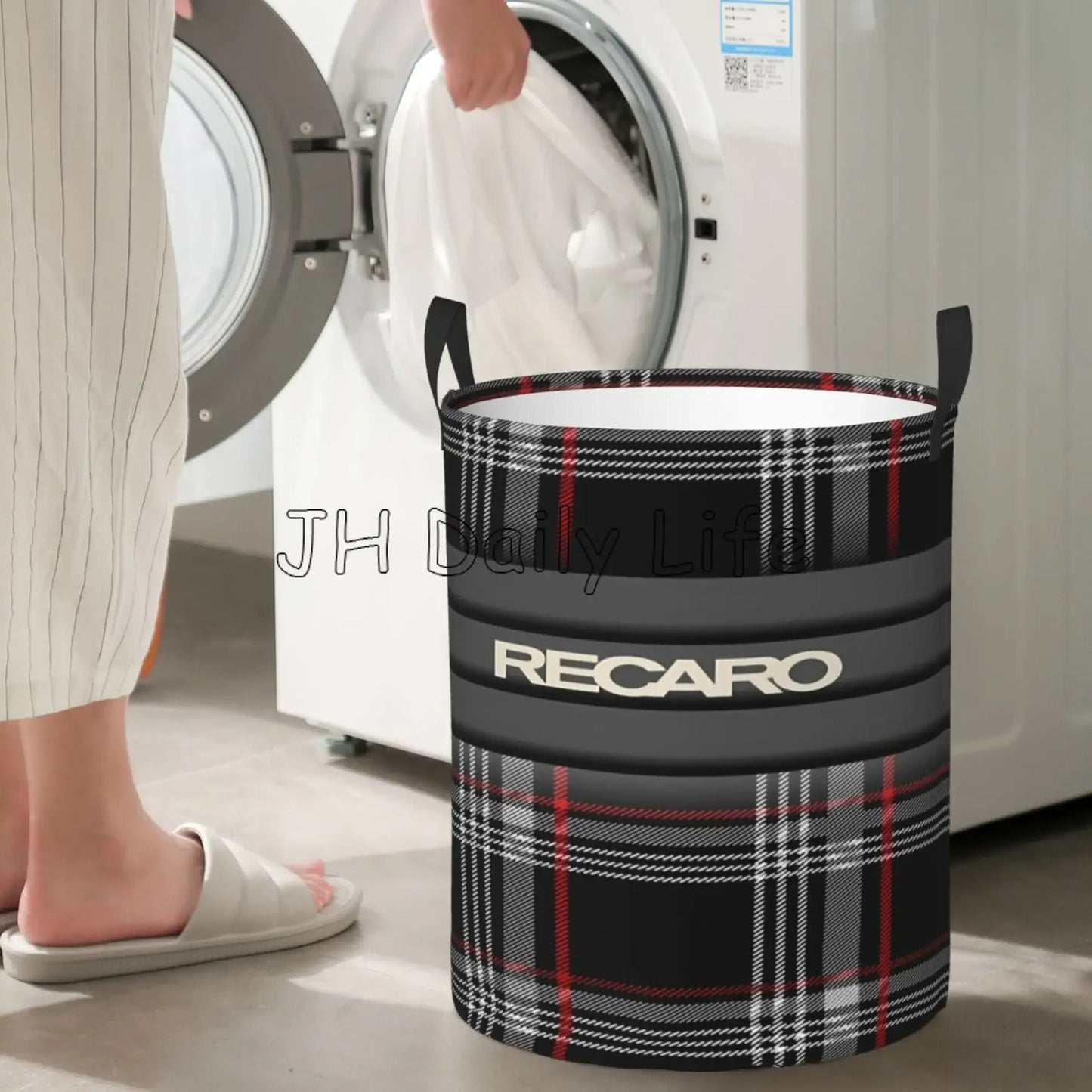 Recaros Logo Print Laundry Basket Foldable Clothes Hamper for Nursery Kids Toys Storage Bin Large Capacity Circular Hamper