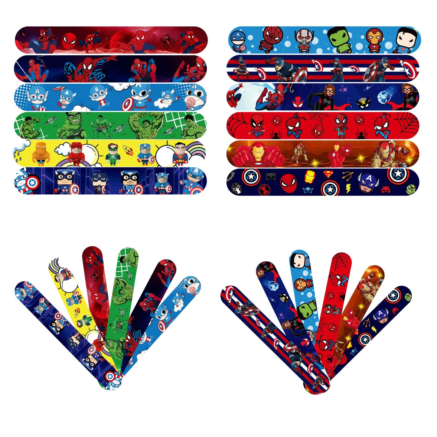 Tejesa 12/24Pcs The Avengers Braclet Party Favors Silicone Bracelet Slap Bracelets Set for Boy Birthday Wristband Bracelet Supplies