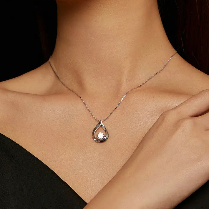 Tejesa 1CT Moissanite Waterdrop Necklace Lab Diamond 925 Sterling Silver Chain Necklace for Women Wedding Valentine's Day Gift