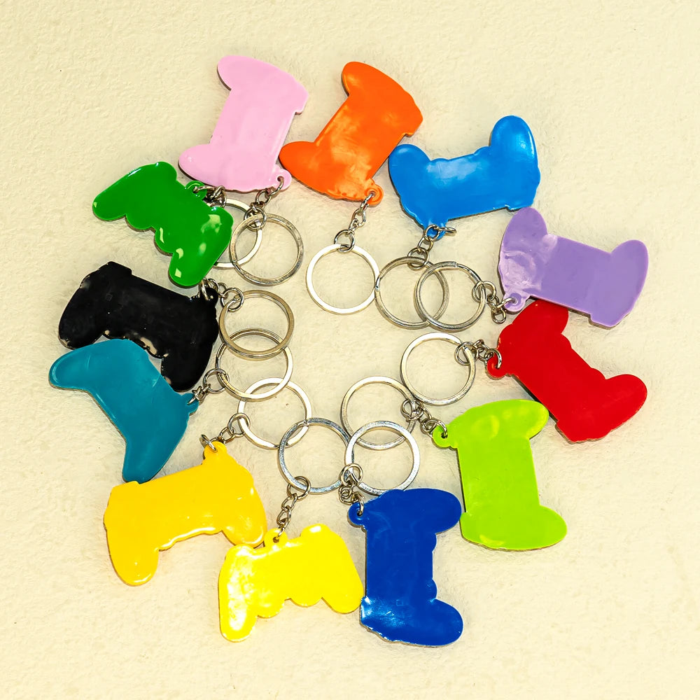 Hemasa 50PCS PVC Keychain Cute Gamepad Colorful Joystick Keyring Wholesale Custom Key Chain for Car Key Accessories Gadget for Man Gift