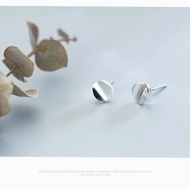 Modian Fashion Simple Unique Design Round Stud Earrings for Women 925 Sterling Silver Wedding Statement Jewelry Brincos