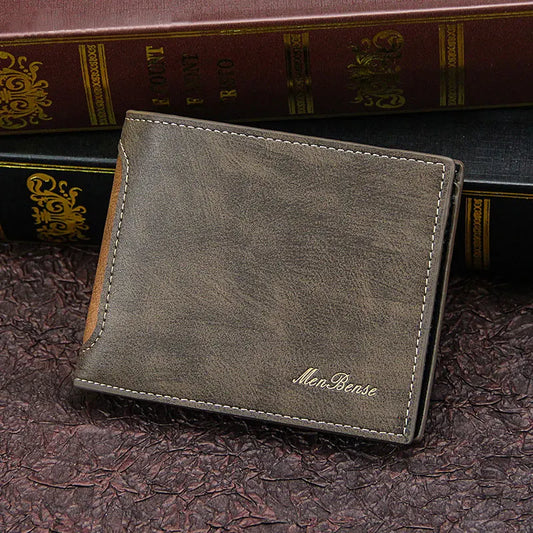 New men's wallet short fashionable casual spliced multi card slot three fold bag men's wallet business wallet