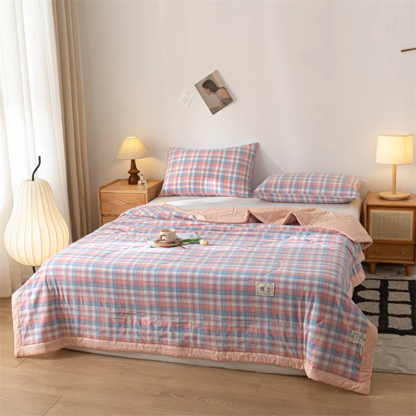 Tejesa Summer 100% Cotton Thin Quilt Comforter Soft Air Conditioning Quilt/Duvet/Blanket Lightweight Bed Cover Soft Bedding