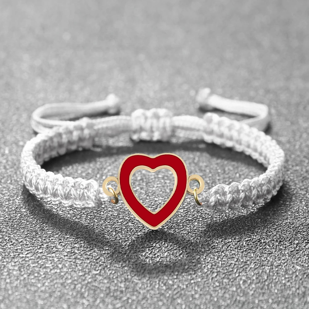 Romantic Love Heart Matching Couples Bracelet Men Women Hand Woven Red Black Rope Chain Bracelet Friendship Fashion Jewelry Gift