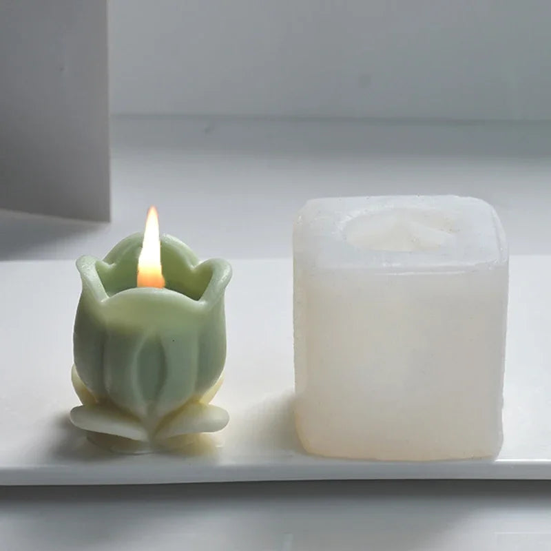 Tulip with Leaves Silicone Candle Mould