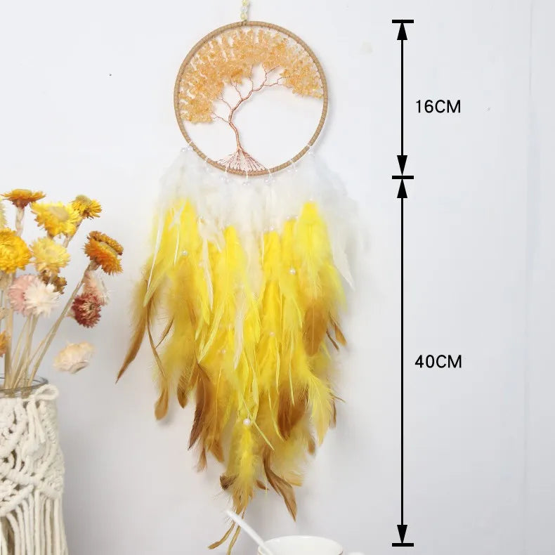 Tejesa Tree of Life Dreamcatcher with Stone Craft Decorative Room Wind Chime Hanging Home Decor Dreamcatcher