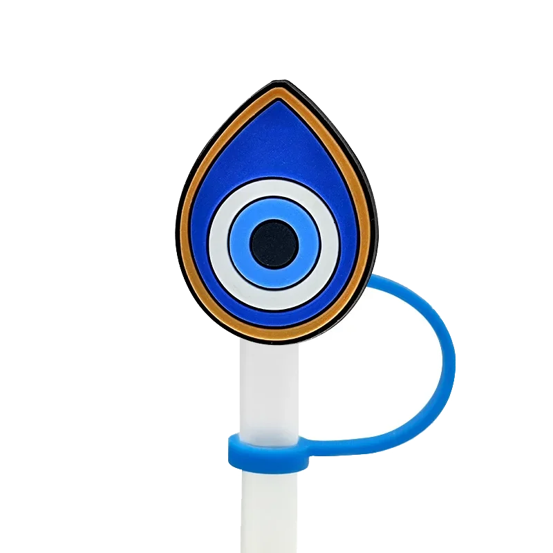 1/7PCS Silicone Colorful Evil Eyes Straw Cover,8mm Reusable Straw Topper Drinking Cup Accessories,Dustproof Straw Cap Gift