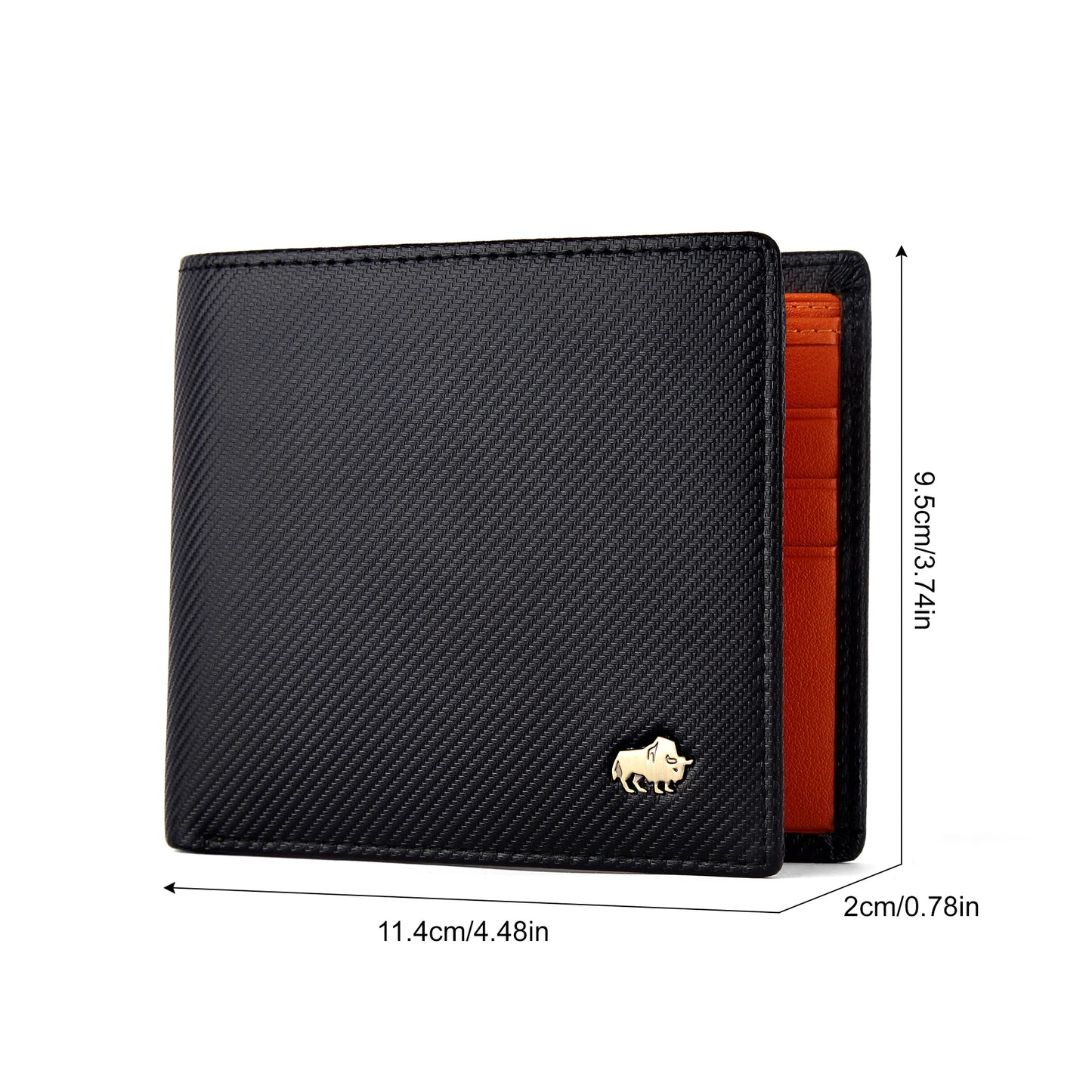 Hemasa  Men's Carbon Fiber Short Wallet Luxury Designer RFID Blocking Card Holder Coins Pocket Purse Gift
