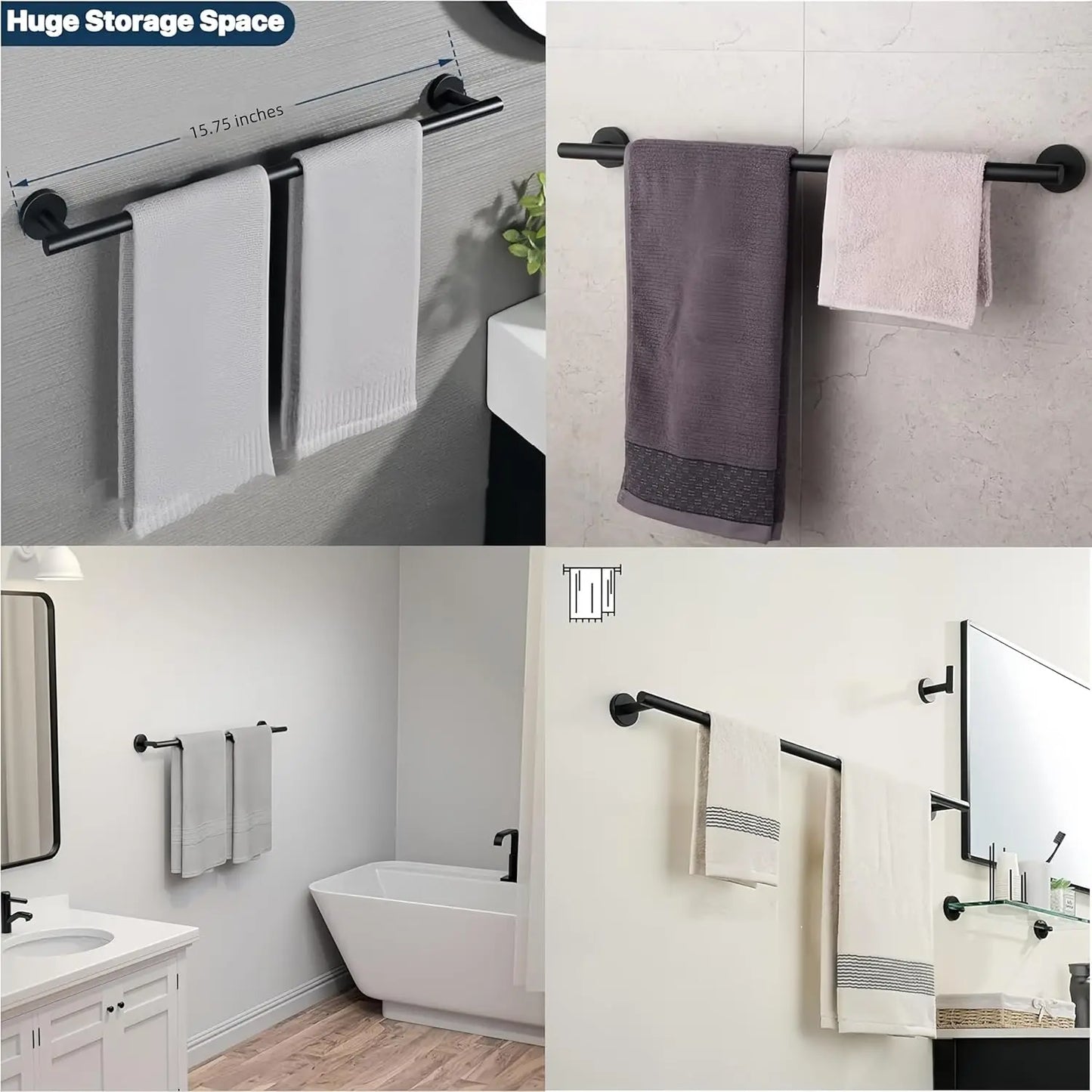 Tejesa 40cm Towel Holder Towel Rails Wall Mount Rack Bathroom Towel Bar 304 Stainless Steel Towel Shelf Bathroom Accessories