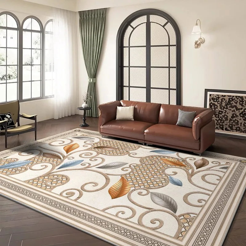 Hemasa Floral Print Area Mat Polyester for Living Room/ Bedroom/ Office