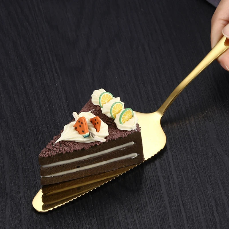 Tejesa 1/2/4pcs Stainless steel cake spatula Birthday cake Gold spatula Family Hotel Birthday Party cake pizza spatula