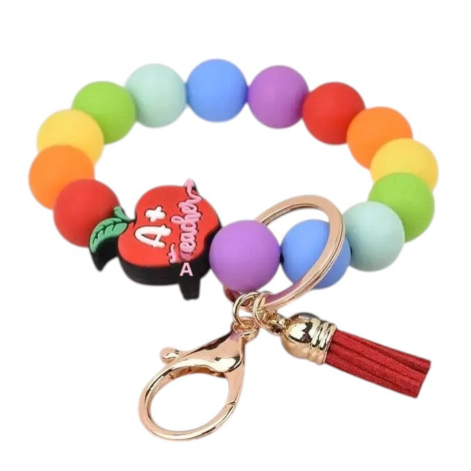Hemasa Handmade Daisy Silicone Beads Bracelet Keychain /Anti-Lost Wallet Pendant Ring Holder
