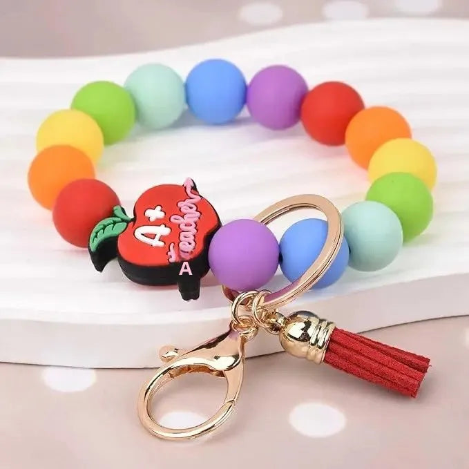 Hemasa Handmade Daisy Silicone Beads Bracelet Keychain /Anti-Lost Wallet Pendant Ring Holder