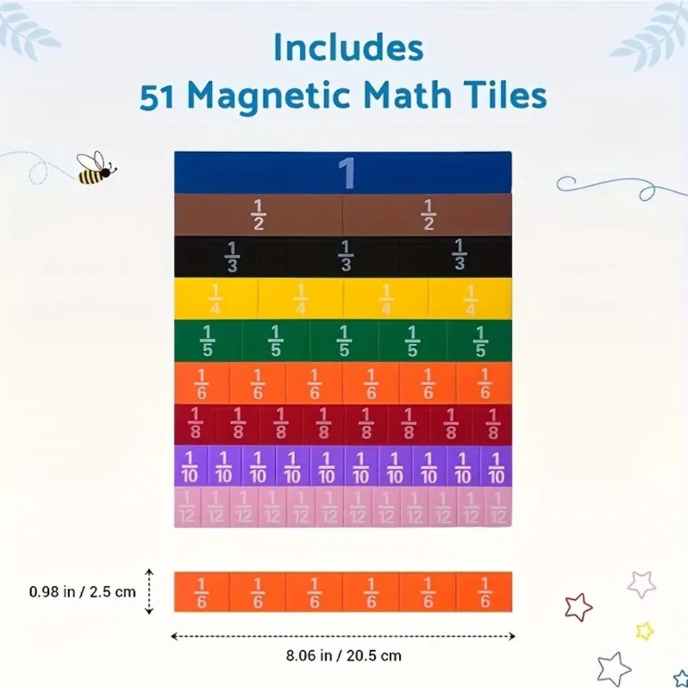 Fractions Math Teaching Tool EVA Round Shape Instrument Kids Montessori Early Educational Math Development School STEM Toy Gifts