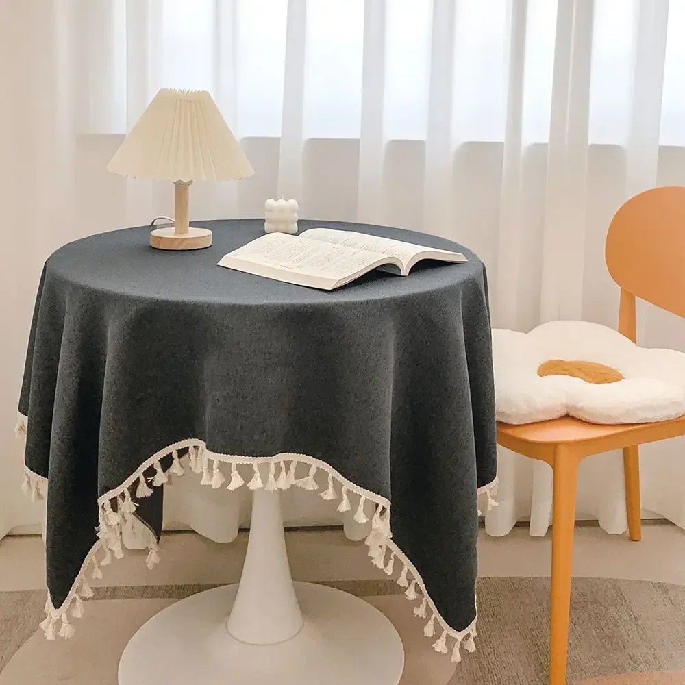 Tassel Tablecloth Kitchen Table Runner Camping Mat Tea Table Cover Wedding Dining Room Decoration 14 Colors