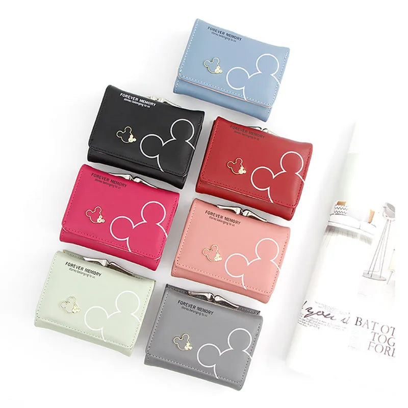 Hemasa  Mickey Mouse Wallet for Women's /PU Leather Coin Purse Woman Mini Short Wallets Girls