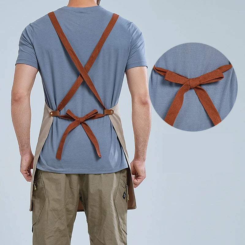 1pcs Kitchen Waterproof Apron,Chef Apron for Men Women,Cotton Canvas Household Work Aprons for Shop Garden Restaurant Cafe