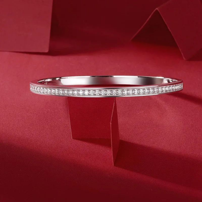 Heamsa Nabest 2mm Luxury 925 Sterling Silver Jewelry Ladies Bangle Tennis Moissanite Diamond Women Bangle & Bracelet Fine Jewelry