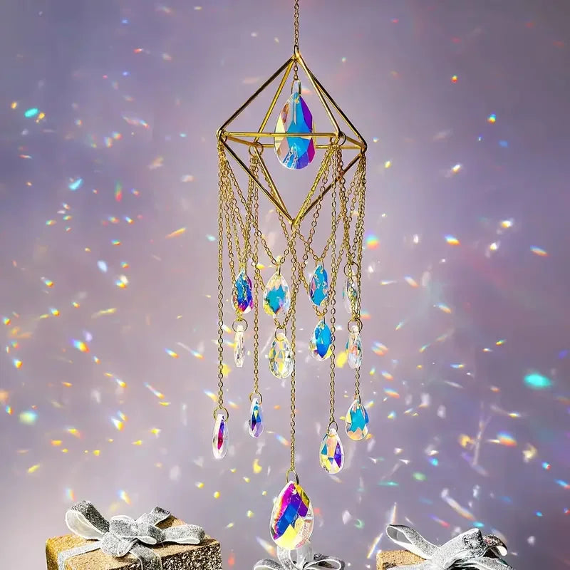 1pc garden metal crystal star moon sun catcher window hanging decoration, bedroom wind chimes hanging decoration wall deco