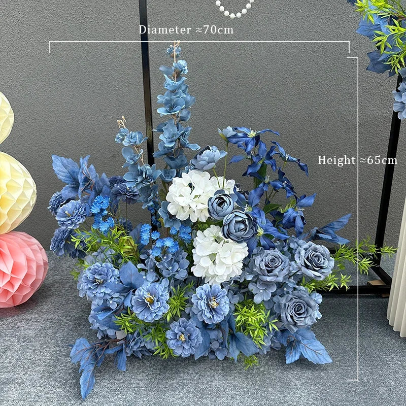 Romantic Purple Rose Hydrangea Aisle Floor Flower Wedding Backdrop Arch Decor Hang Floral Row Table Centerpieces Ball Party Prop