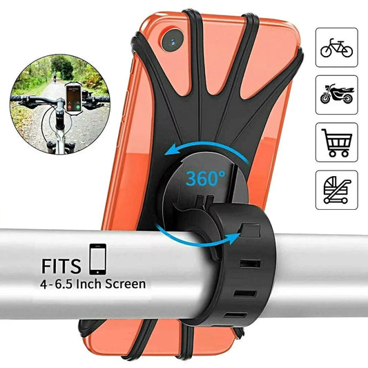 Hemasa 360 Rotatable Mobile Phone Bicycle Motorcycle Holder Bike Safe Bracket Silicone Support Silicone Pull Type For All Phone Stand