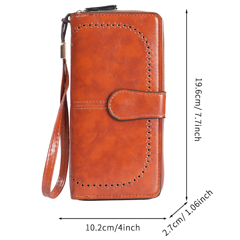 Hemasa Women's oil wax leather wallet / coin wallet Multi-function mobile phone bag multi-card bag