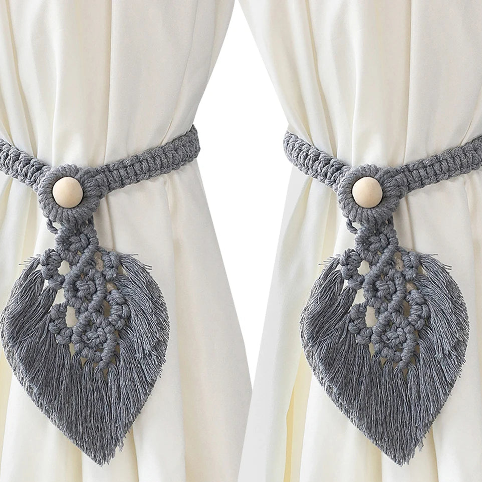 Tejesa 2 Pack Macrame Curtain Tiebacks Decorative Curtain With Bead Window Ties Kawaii Boho Room Decor Living Room Home Decoration Gift
