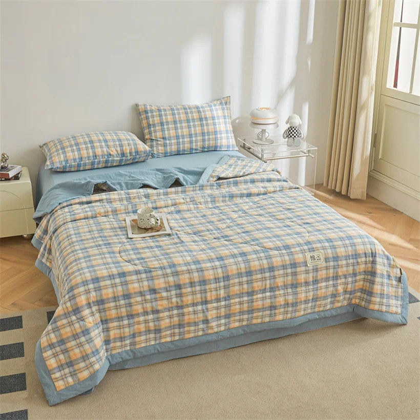 Tejesa Summer 100% Cotton Thin Quilt Comforter Soft Air Conditioning Quilt/Duvet/Blanket Lightweight Bed Cover Soft Bedding