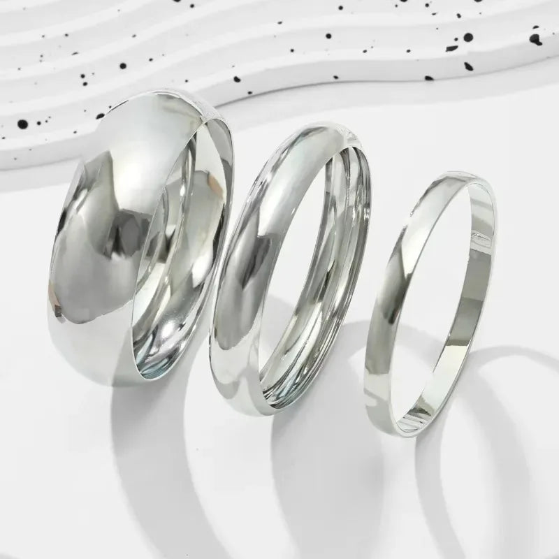 3 PCS Set Gold Color Wide Bangles for Women Girls Classic Exaggerated Big Statement Bracelet Luxury Wedding Party Jewelry Gift