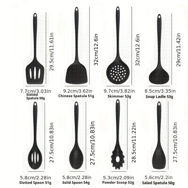 Tejesa 1/4/8pcs Non-Stick Pans Silicone Spatula Soup Ladle Slotted Spoon Cooking Tools for Kitchen Kitchen Utensil