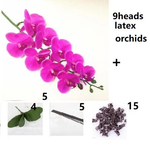 1 Set High Grade Artificial Orchids Arrangement Latex 3Dprint Real Touch Large Size Luxury Table Flower Home Hotel Decor No Vase