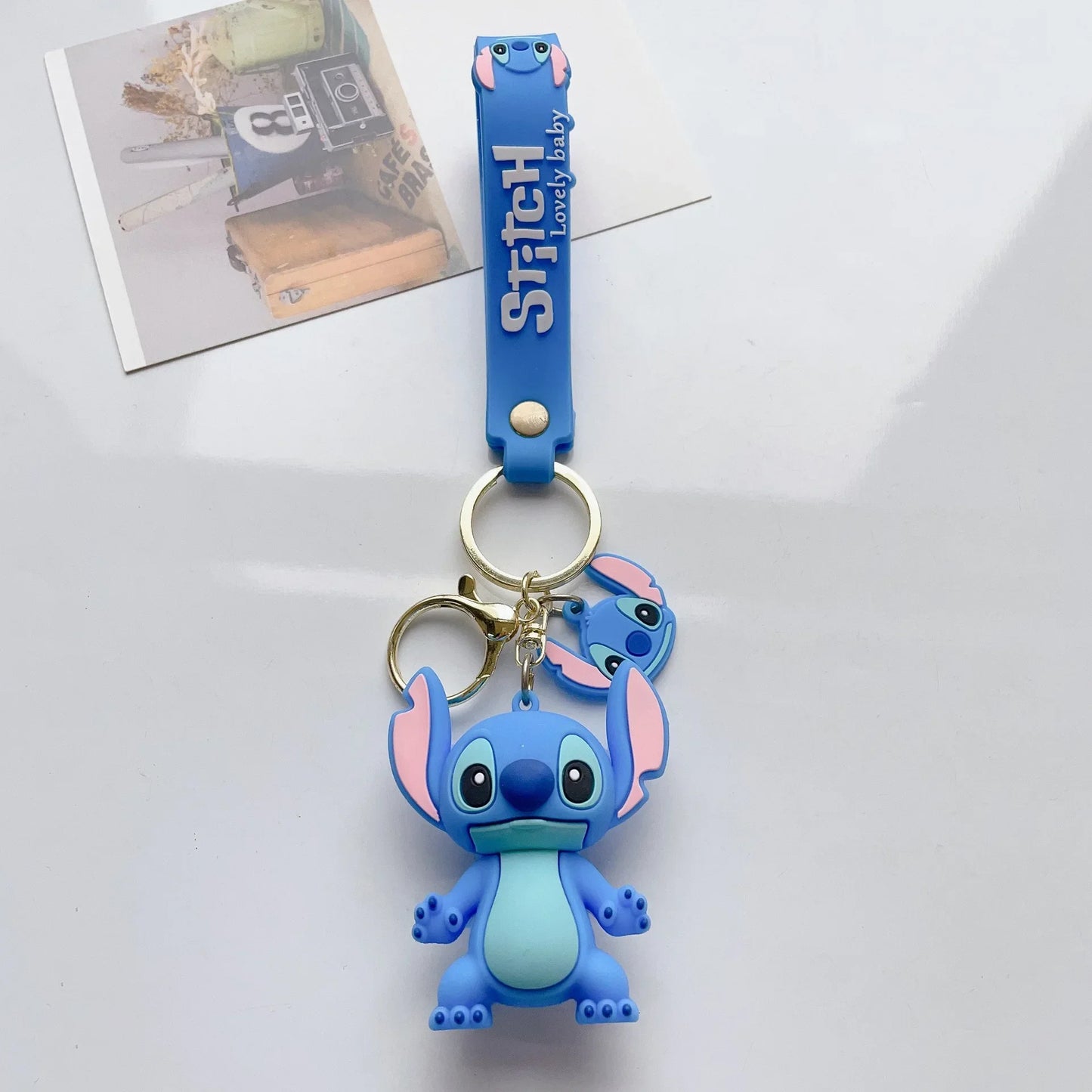 Disney Creative Cartoon 3D Silicone Stitch Pendant Keychain for Women Men Teens Backpack Bag Car Keys Accessories Gifts for Fans