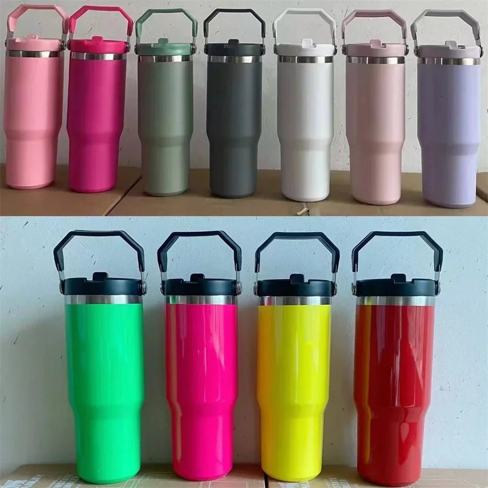 For Stanley 30oz Tumbler With Handle Leopard Tumbler With Straw Lids Stainless Steel Coffee Termos Cup Car Mugs Vacuum Cup