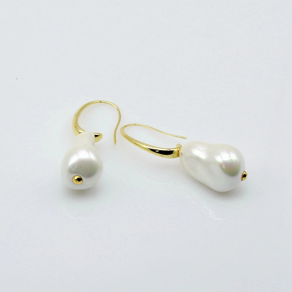 Hemasa Women's Earrings White Baroque Shell Imitation Pearl Pendant Jewelry Fashion Gift