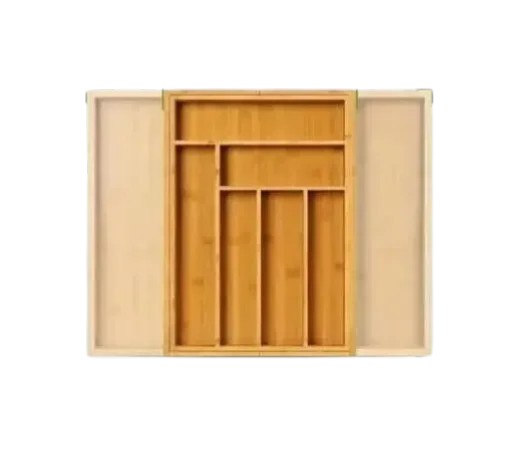 Tejesa Adjustable Bamboo Cutlery Drawer Organizer for Kitchen Utensils Storage Tray Expandable Bamboo Utensil Holder for Kitchen Drawer
