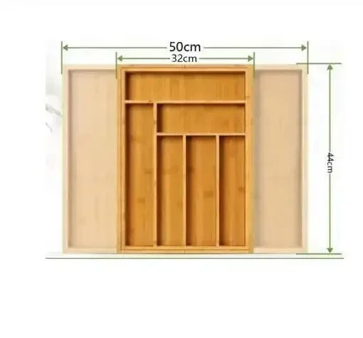 Tejesa Adjustable Bamboo Cutlery Drawer Organizer for Kitchen Utensils Storage Tray Expandable Bamboo Utensil Holder for Kitchen Drawer