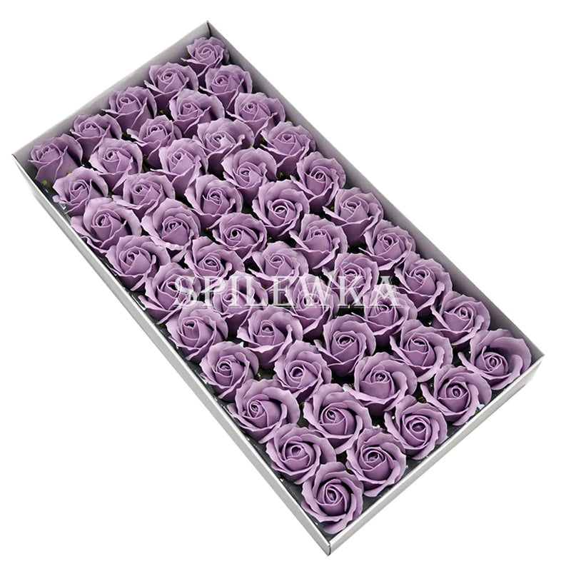 Tejesa 50 Pcs 3-Layer Rose with Curly Petals Fake Flowers Heads Wedding DIY Gift Box Valentine's Day/home/decor