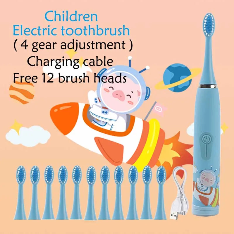 Children Sonic Electric Toothbrush Cartoon Kids With Replace The Toothbrush Head Ultrasonic Electric Toothbrush Sonic Brush Head