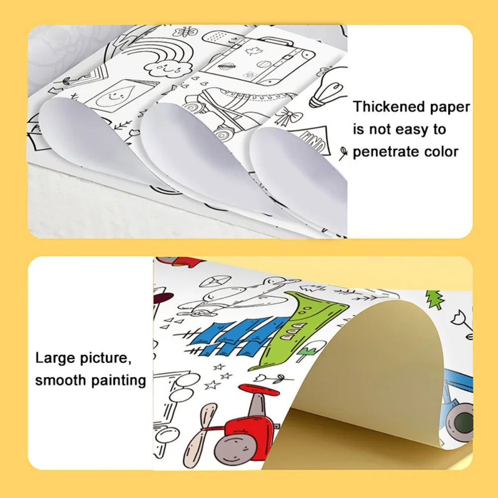 Hemasa 12/6/3M Children's Drawing Roll DIY Graffiti Scroll Color Filling Paper Painting Coloring Paper Roll for Kids Educational Toys