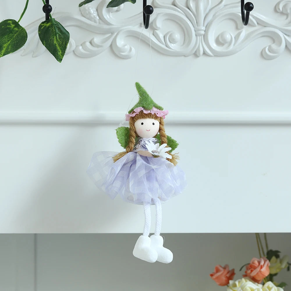 Spring Fairy Elf Hanging Ornaments Gauze Puffy Skirt Easter Flower Fairy Angel Doll Pendants Gifts For Kids Home Easter Decor