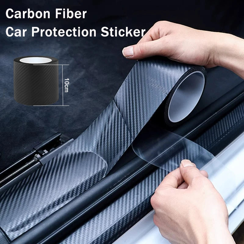 Tejesa 3D Carbon Fiber Car Threshold Protection Waterproof Anti Scratch Black Nano Sticker for Car Body DIY Automotive Protective Film