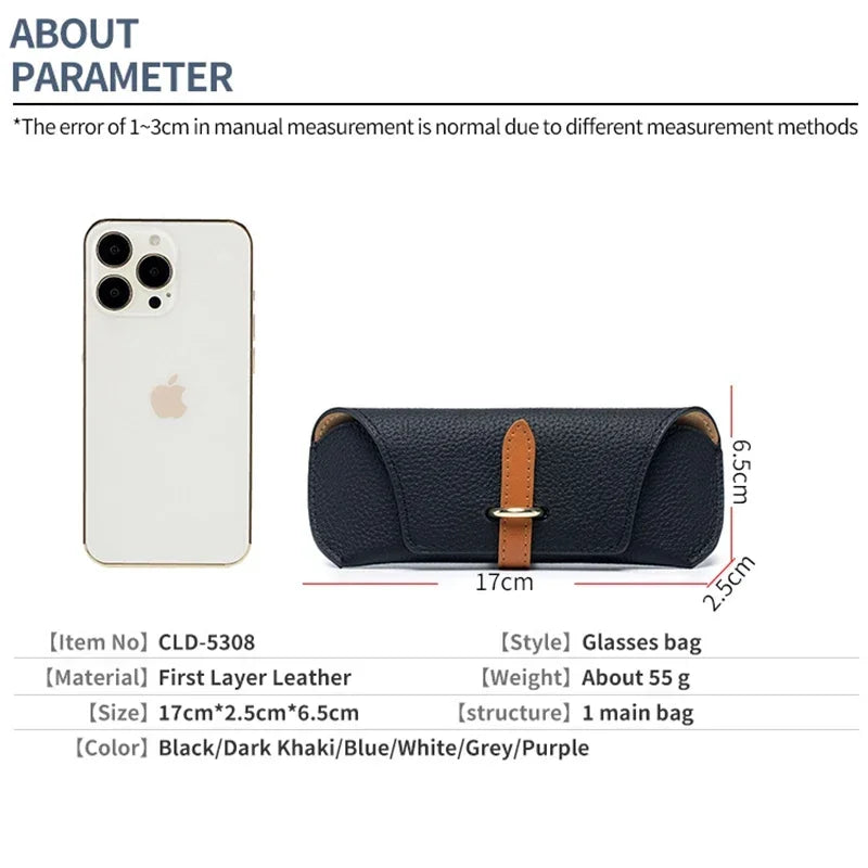 Tejesa Leather Glasses Case Holder Portable Slim Sunglasses Pouch Soft Eyeglasses Eyewear Sleeve for Women Men Lightweight