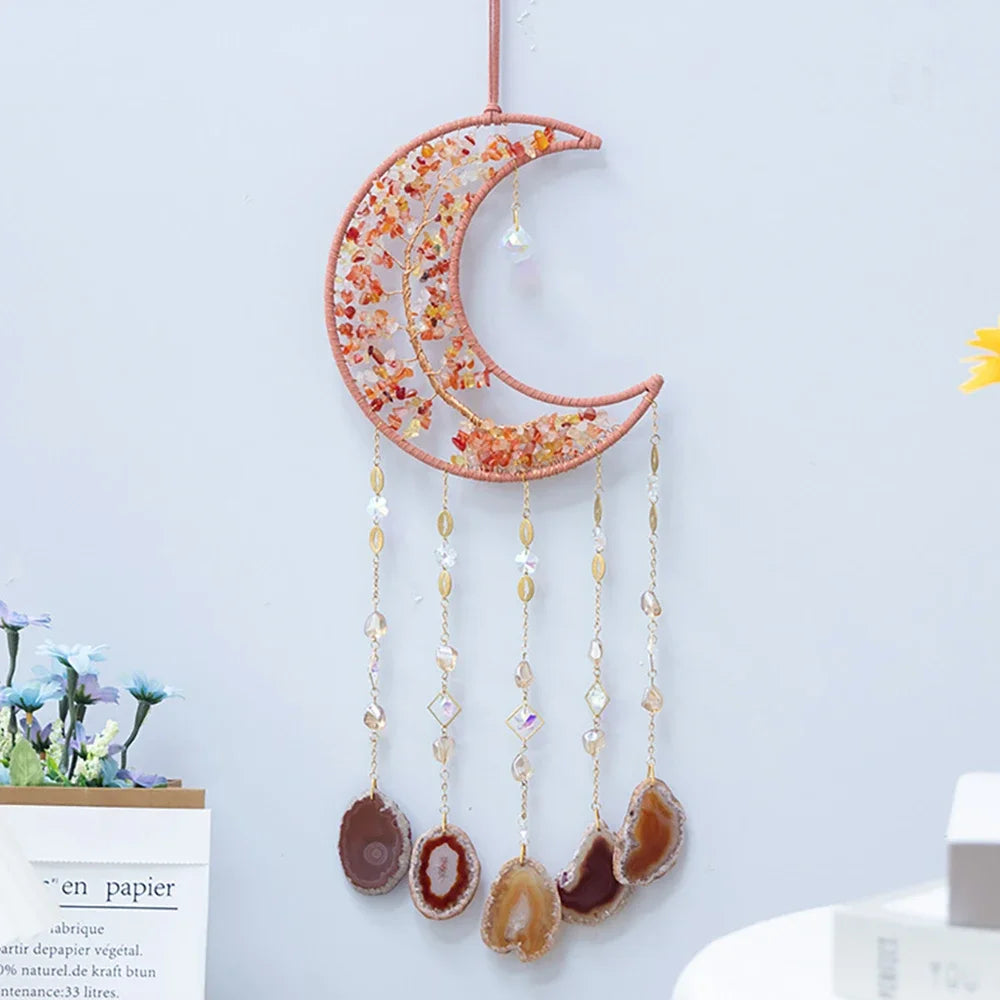 7 Chakra Gemstones Tree Of Life Dream Catchers  Natural Agate Bedroom Wall Hanging Crystal Dream Catcher Home Craft Decorations