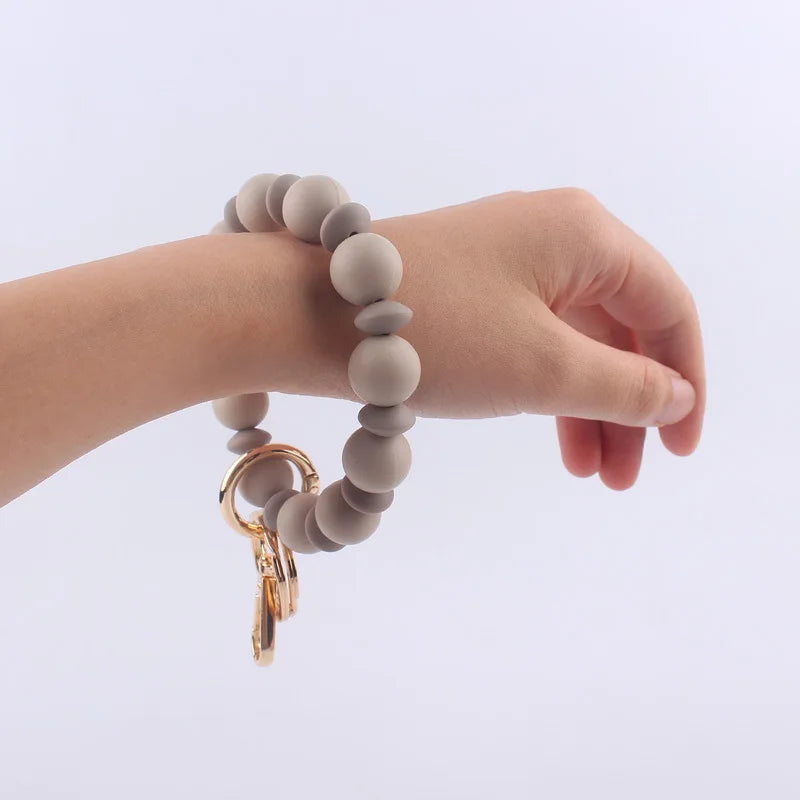 New Silicone Bead Spacer Bead Bracelet Beaded Wrist Keychain Pendant Creative DIY Handmade Beaded Anti Loss Bracelet Keyring