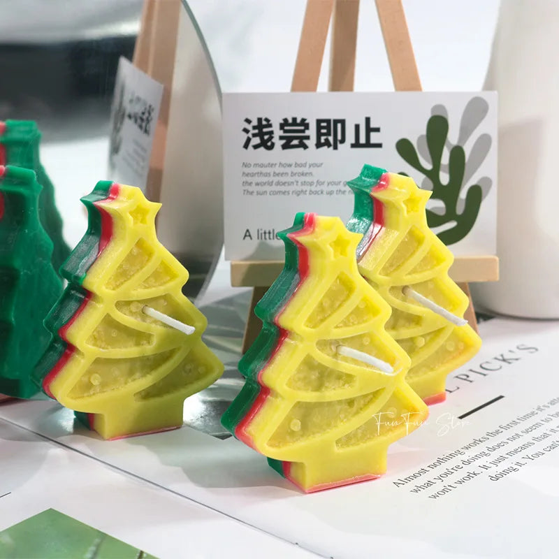 DIY Christmas Snow Candle Silicone Mold Creative Christmas Tree Plaster Aromatherapy Decor Gypsum Drop Glue Mold Holiday Gift