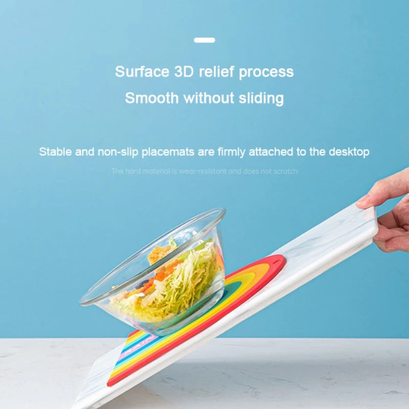Hemasa Rainbow Silicone Table Mat Coaster Nordic style Insulation Pad Cup Mat Plate Non Slip Placemat Home Decor (Set of 4)