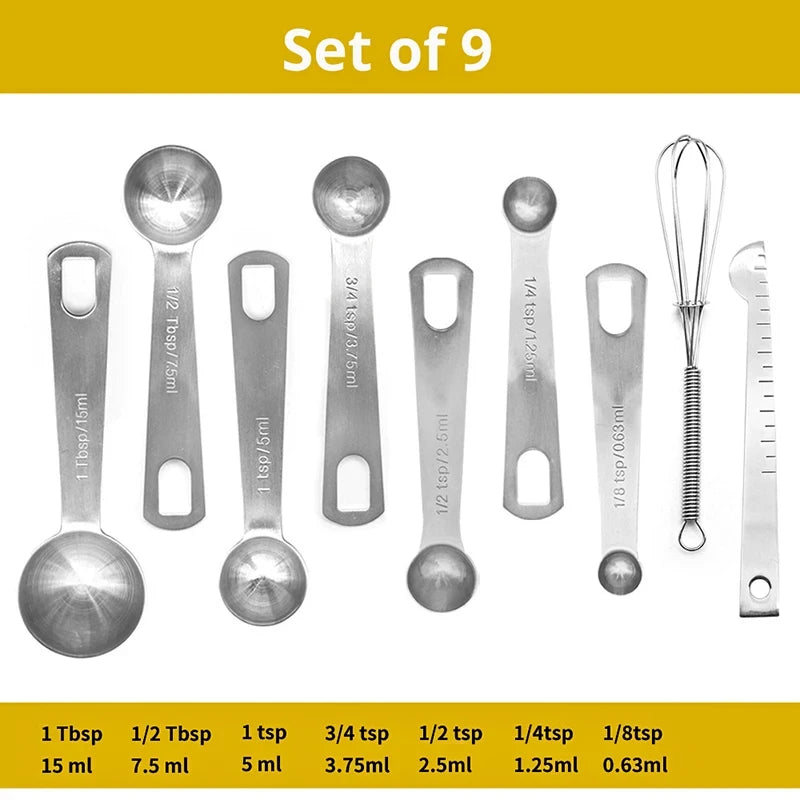 Tejesa 6/9/11Pcs Measuring Spoons Set Stainless Steel Seasoning Coffee Scoop Measuring Spoon With Scale Kitchen Baking Measuring Tools