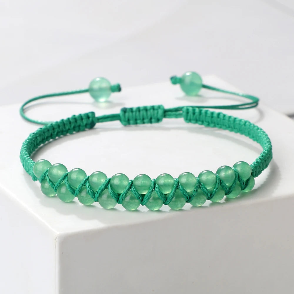Fashion Natural Stone Chalcedony Beads Bracelet Lucky Rope Handmade Braided Bracelets&Bangles Women Healing Jewelry Pulsera Gift