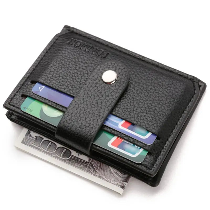 Fashion Leather Men Slim Money Case Credit Card Holder Coin Pocket