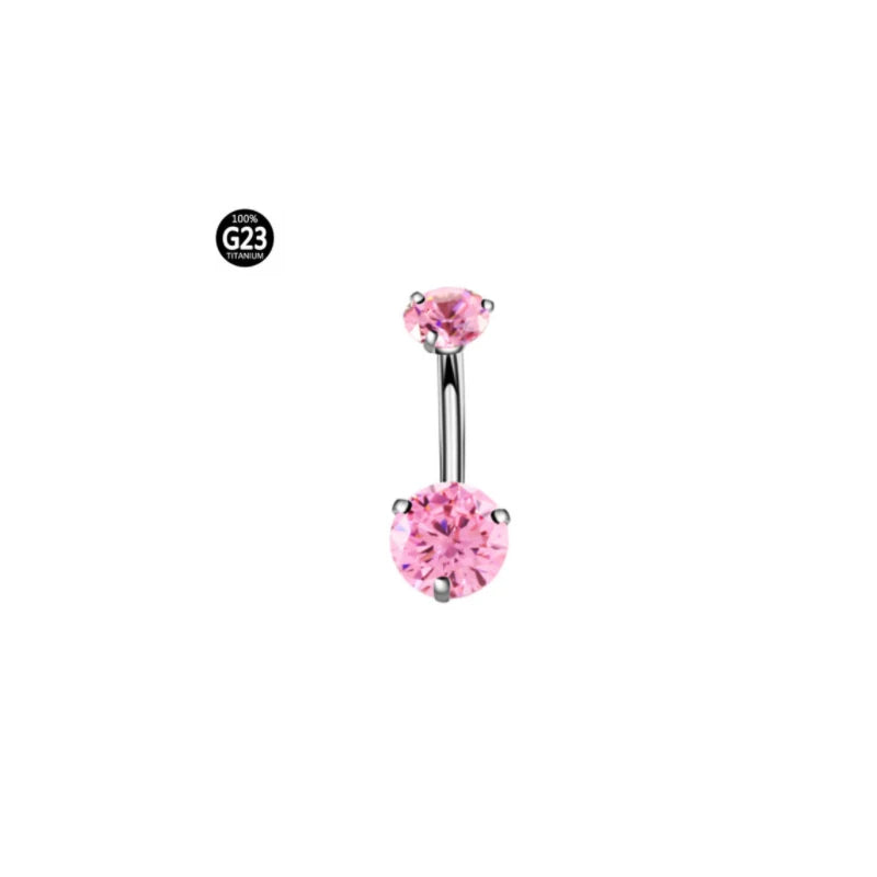 1Pc G23 Titanium 6-14mm Crystal Belly Button Piercing Set 14G Heart Belly Piercing Pack CZ Navel Ring Set Cute Belly Bar Bulk